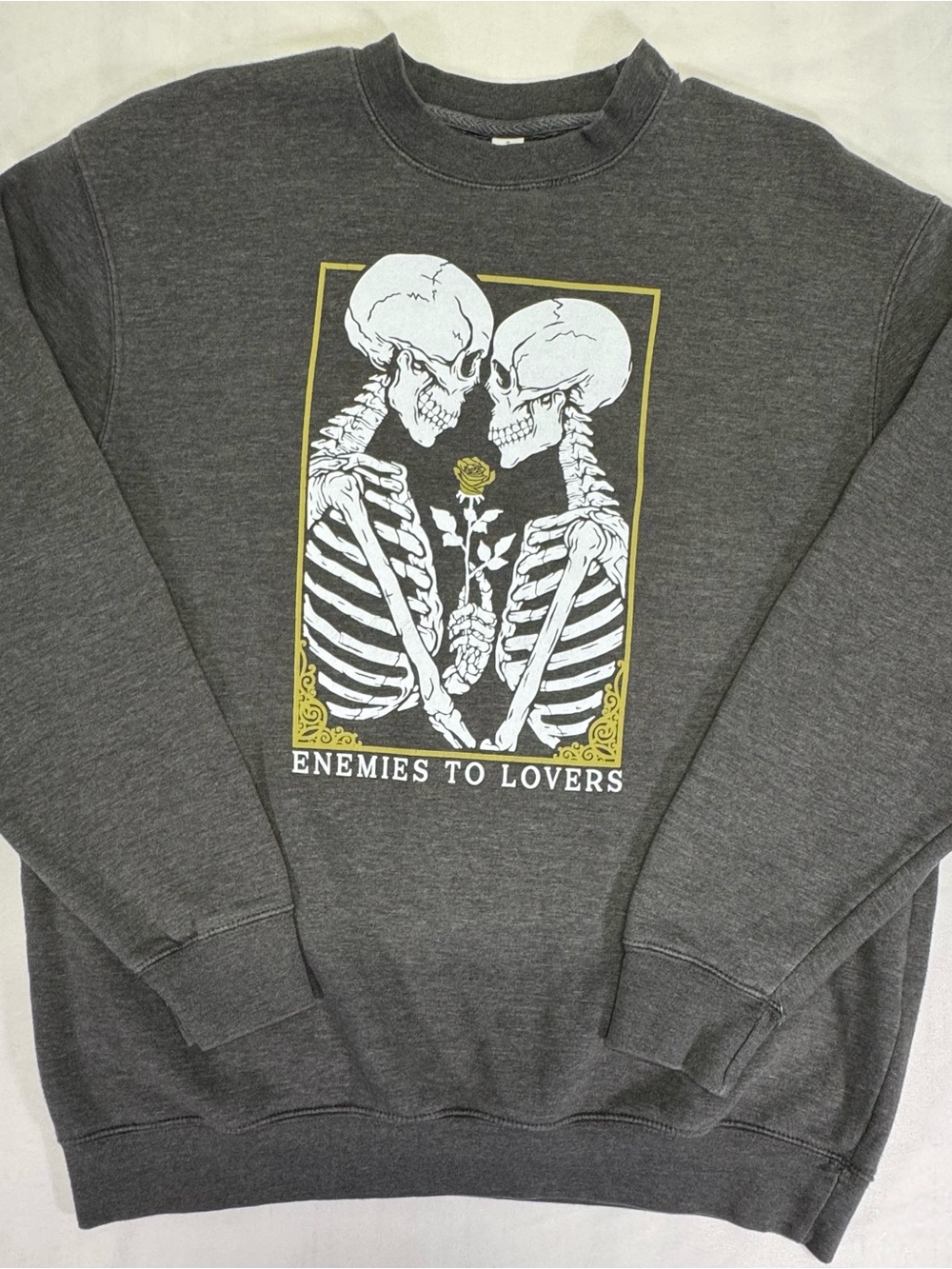 Charcoal 'Enemies to Lovers' Graphic Crewneck Sweatshirt